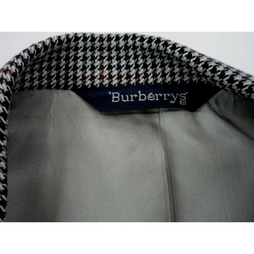 Burberrys Mens Houndstooth Sport Coat Suit Jacket 100% Wool Size 42-44 USA